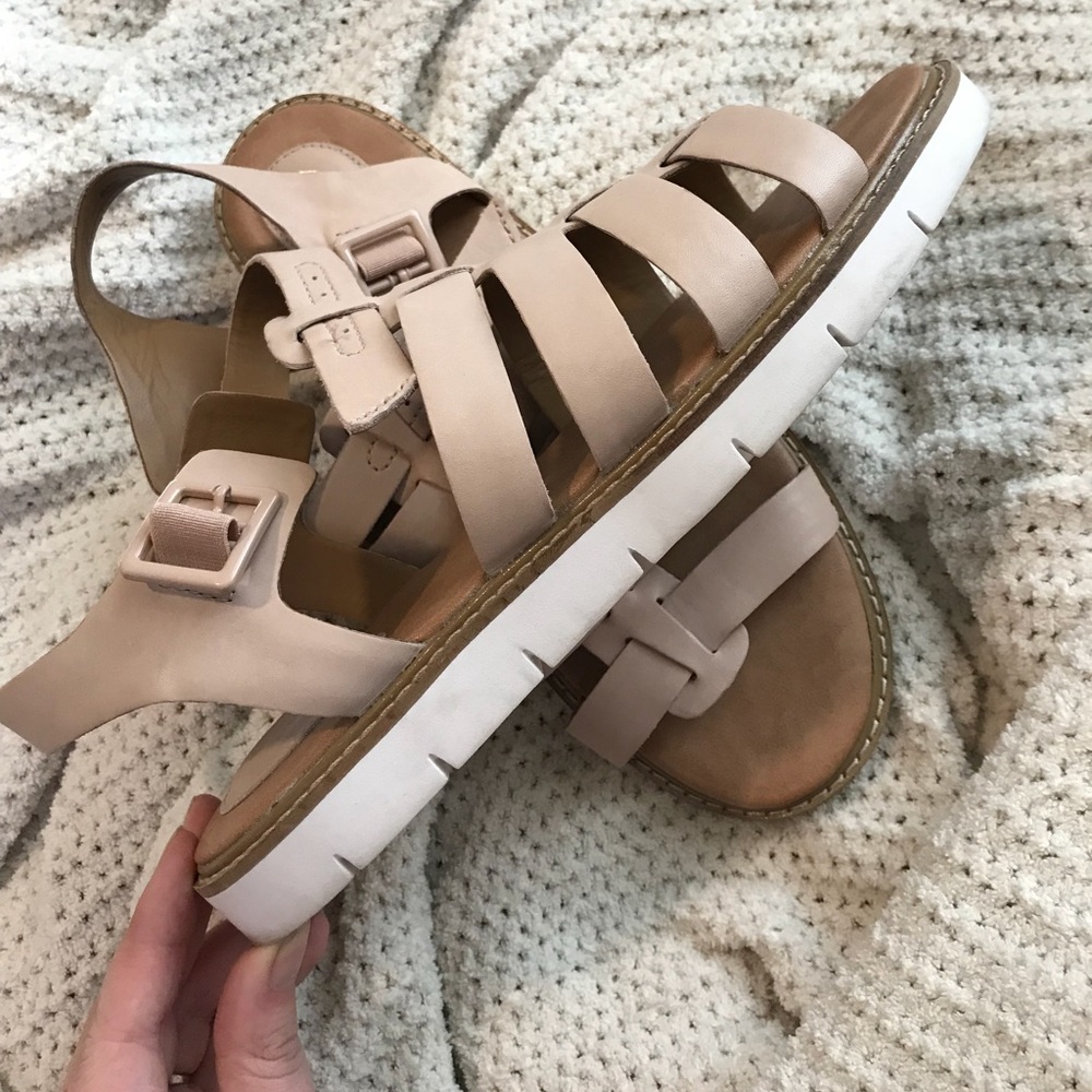Light pink strappy Clark sandals